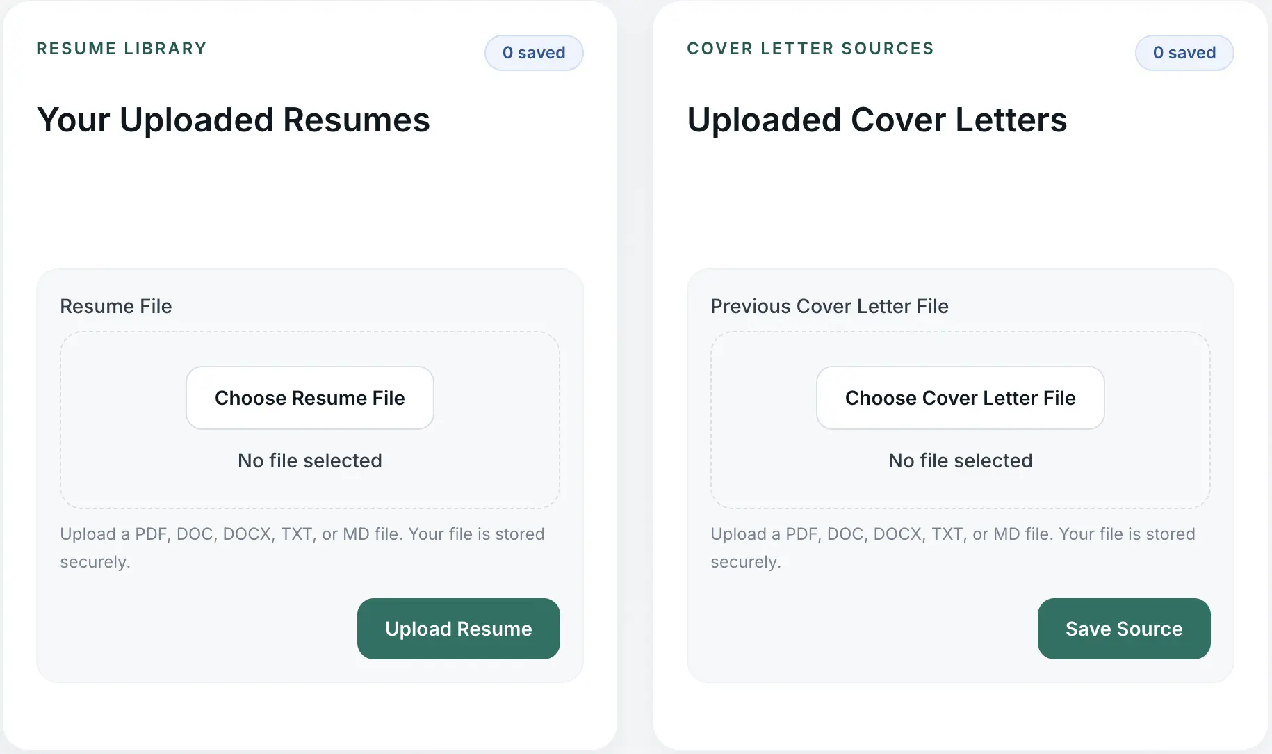Screenshot of the resume upload screen in MatchlyResume